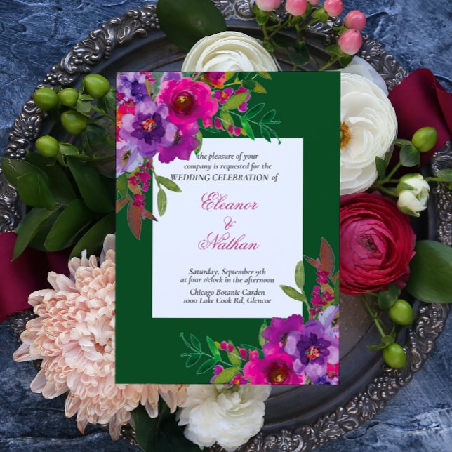Chic Colourful Watercolor Flowers Summer Wedding Invitation (Creator Uploaded)