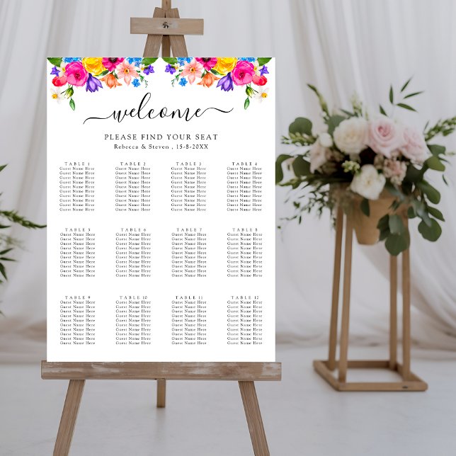 Chic colourful wildflowers wedding seating chart (Creator Uploaded)