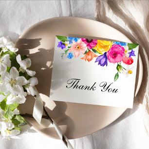 Chic colourful wildflowers wedding thank you card