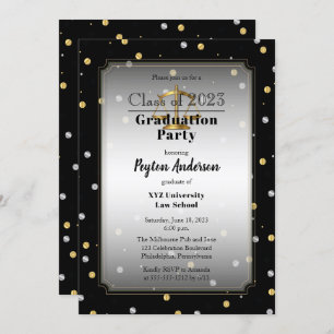 Chic Confetti Dots Law School Graduation Party Invitation