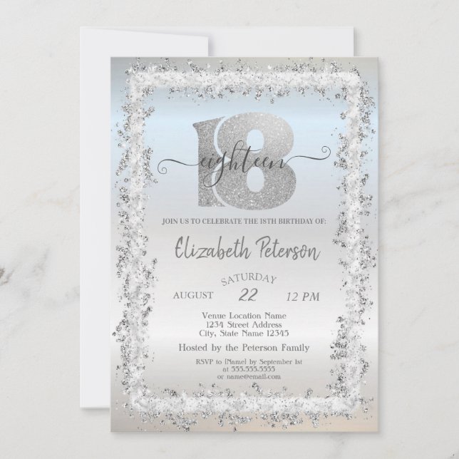 Chic Confetti Frame 18th Birthday Party  Invitation (Front)
