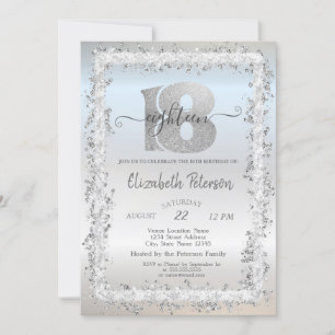 Chic Confetti Frame 18th Birthday Party Invitation