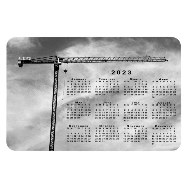 Chic Construction Crane Photo 2023 Calendar Magnet (Horizontal)