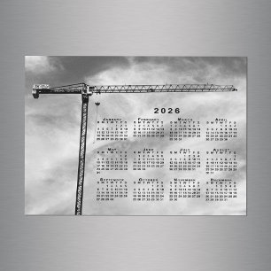 Chic Construction Crane Photo 2026 Calendar Magnet