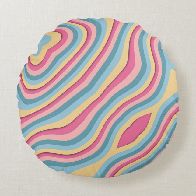 Chic Contemporary Abstract Round Pillow (Front)
