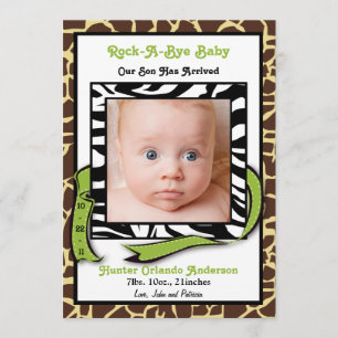 Chic Contemporary Animal Print Baby Announcement 2