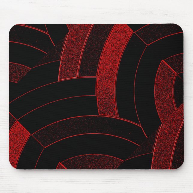 chic contemporary stylish black/red chevron mouse pad (Front)