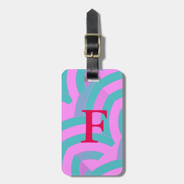chic contemporary stylish initial chevron luggage tag (Front Vertical)
