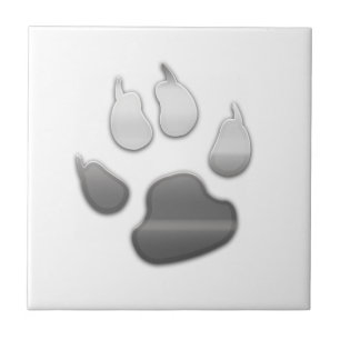 Chic Cool Silver Look Dog Pet Ceramic Tile