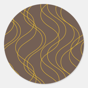 Chic, cool, trendy, decorative wavy curvy lines classic round sticker