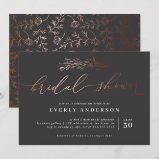 Chic Copper Calligraphy | Elegant Bridal Shower Invitation