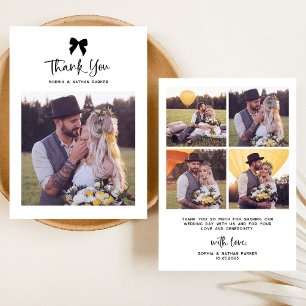 Chic Coquette Bow with Photo   Wedding Thank You Card