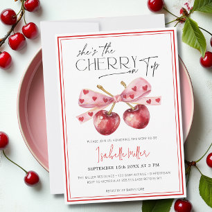 Chic Coquette Cherry on Top Baby Shower Invitation