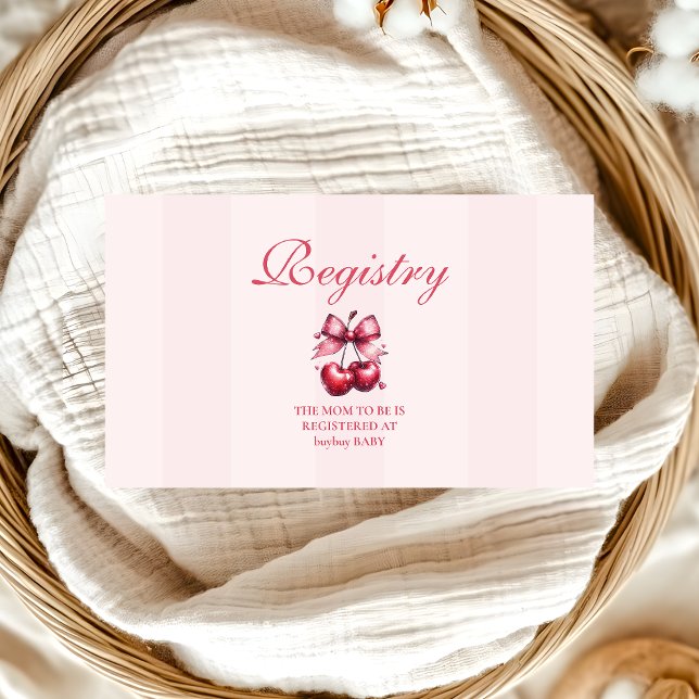 Chic Coquette Cherry on Top Baby Shower Registry Enclosure Card (Creator Uploaded)