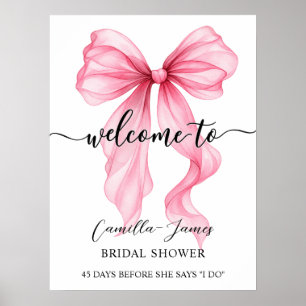 Chic Coquette Pink Bow Bridal Shower Welcome baby Poster