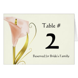 Chic Coral Calla Lily Table Number