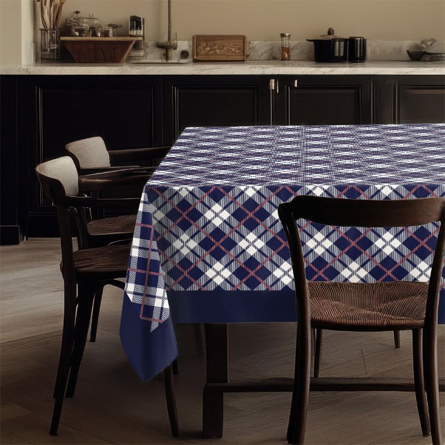Chic Coral Navy Plaid Tablecloth for Stylish Table (Chic Coral Navy Plaid Tablecloth for Stylish Table)