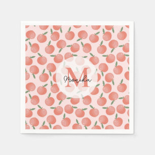 Chic Coral Peach Pattern Personalised Napkin