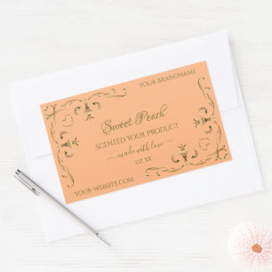 Chic Coral Rose Product Labels Gold Ornate Corners