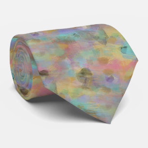 Chic Coral Turquoise Blue Violet Pink Abstract Art Tie