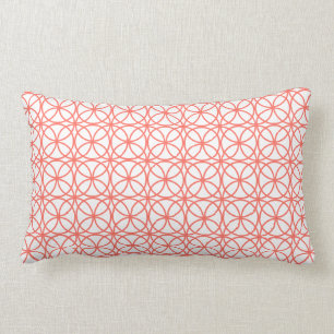Chic Coral White Circle Geometric Pattern Lumbar Cushion