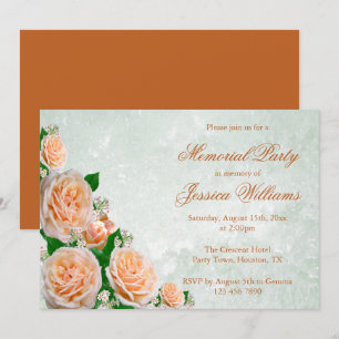 Chic Corner Roses Flower Bouquet Memorial Party Invitation