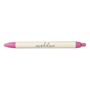 Chic Cornsilk Yellow Calligraphy name Black Ink Pen