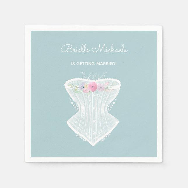 Chic Corset Floral Personal Lingerie Bridal Shower Napkin (Front)