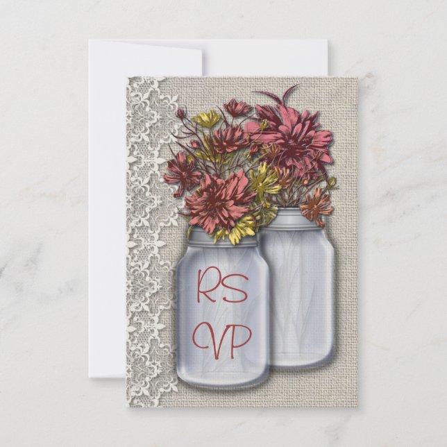 Chic Country Charm Mason Jar Rsvp Invitation (Front)