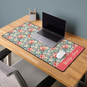Chic Country Garden Floral Pattern Personalized Desk Mat