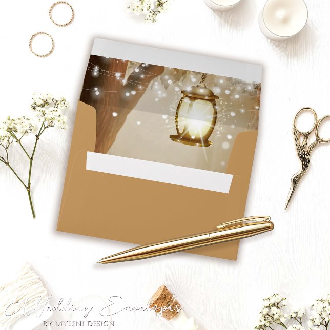 Chic Country String Lights Rustic Wedding Envelope (Creator Uploaded)