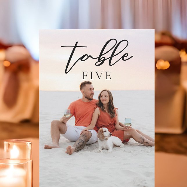 Chic Couple Photo Wedding Table Number Card (Creator Uploaded)