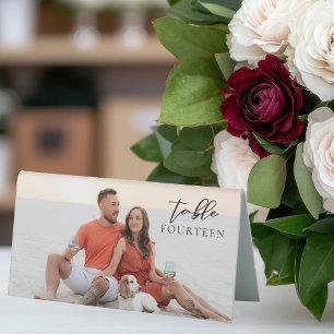 Chic Couple Photo Wedding Table Number Card