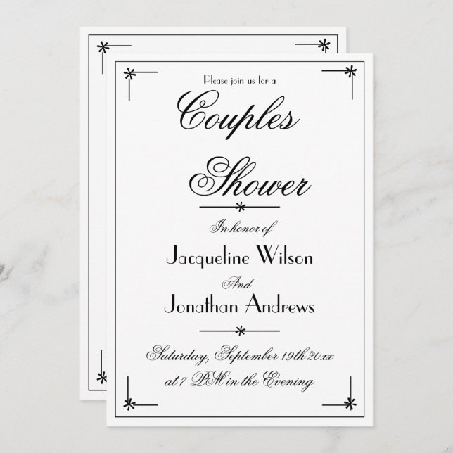  Chic Couples Shower Elegant Custom Script Cool Invitation (Front/Back)