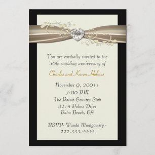 Chic Cream and Black Anniversary Invitation