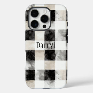 Chic Cream Black Plaid Christmas iPhone 16 Pro Case