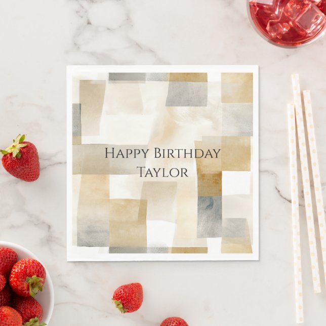 Chic Cream Brown Abstract Napkin (Insitu)