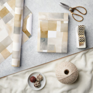 Chic Cream Brown Abstract Wrapping Paper