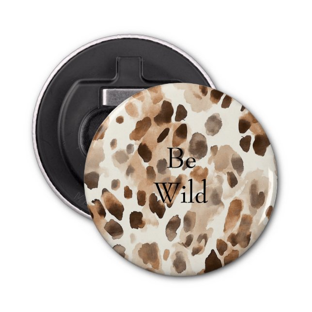 Chic Cream Brown Leopard Animal Print Bottle Opener (Front)