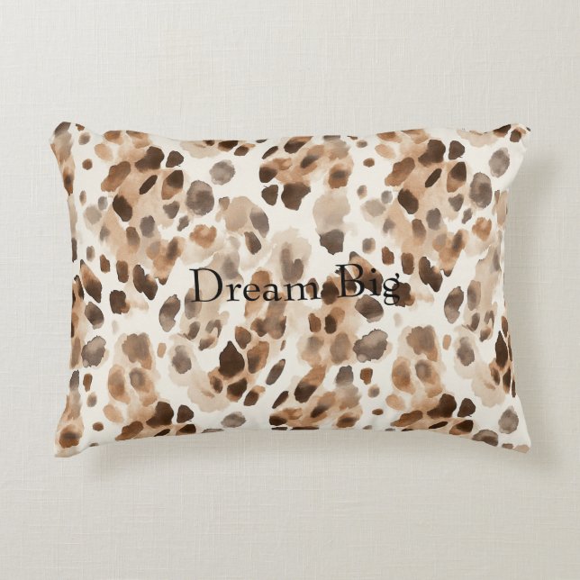Chic Cream Brown Leopard Animal Print Decorative Cushion (Front)