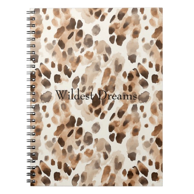 Chic Cream Brown Leopard Animal Print Notebook (Front)