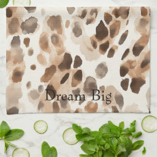 Chic Cream Brown Leopard Animal Print Tea Towel