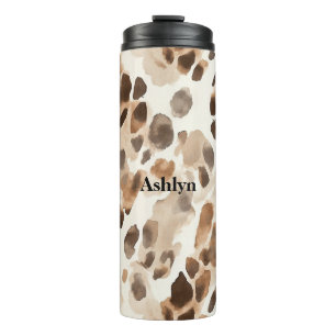 Chic Cream Brown Leopard Animal Print   Thermal Tumbler