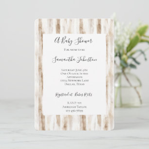 Chic Cream Brown Stripes Baby Shower Invitation