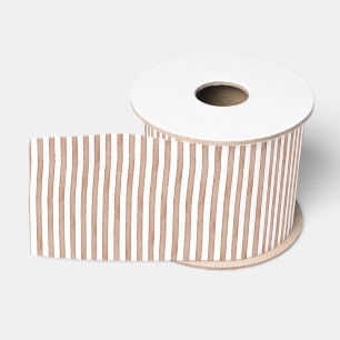 Chic Cream Brown Stripes Christmas Grosgrain Ribbon