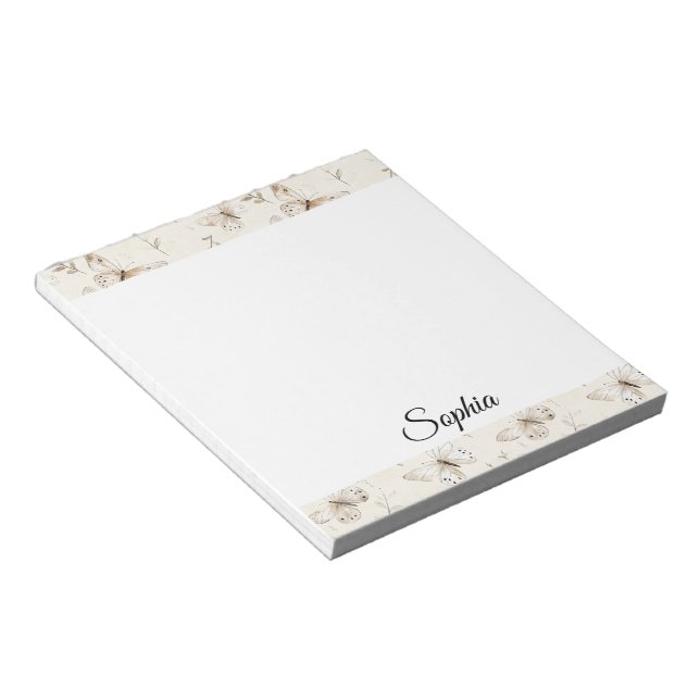 Chic Cream Butterflies   Notepad (Angled)