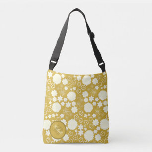 CHIC CREAM FLOWER GOLD PRETTY FLORAL MONOGRAM  CROSSBODY BAG