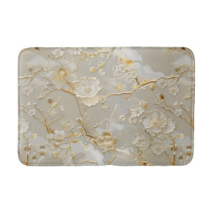 Chic cream gold floral bath mat