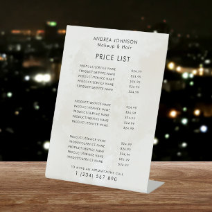 Chic Cream Marble Beauty Salon Nails Price List Pedestal Sign