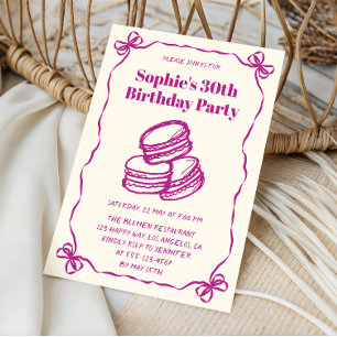 Chic Cream & Purple Macaron 30th Birthday Party Invitation